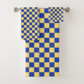Motif de damier jaune beurre et bleu (En situation)