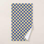Motif de damier jaune beurre et bleu (Serviette à main)