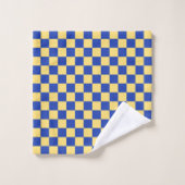 Motif de damier jaune beurre et bleu (Gant de toilette)