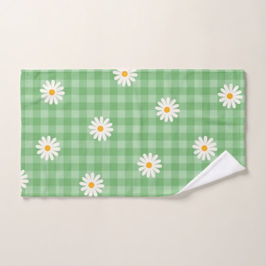 Motif de de Fleur En vichy à carreaux verts (Serviette à main)