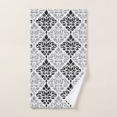 Motif de défilement Damas noir gris blanc (Serviette à main)