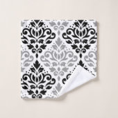 Motif de défilement Damas noir gris blanc (Gant de toilette)