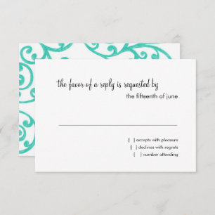 Motif de défilement de carte RSVP Aqua