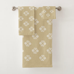 Motif de dentelle blanche élégant sur fond beige c