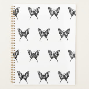 Motif de dessin d'encre de papillon noir et blanc