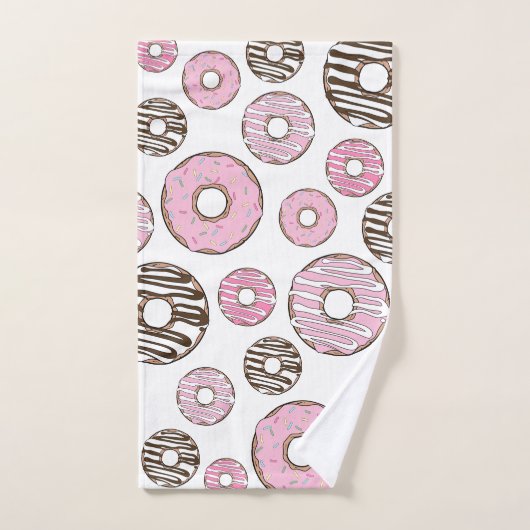 Motif De Donuts, Donuts Roses, Donuts Blancs (Serviette à main)