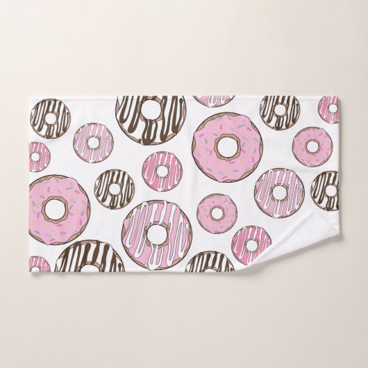Motif De Donuts, Donuts Roses, Donuts Blancs (Serviette à main)
