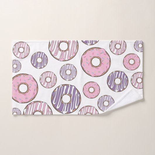 Motif De Donuts, Donuts Roses, Donuts Violets (Serviette à main)
