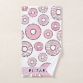Motif De Donuts, Donuts Roses, Glace, Votre Nom (Serviette à main)