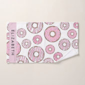 Motif De Donuts, Donuts Roses, Glace, Votre Nom (Serviette à main)