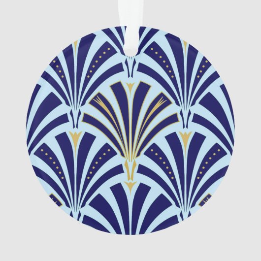 Motif de fan d'art déco - bleu de cobalt et de (dos)