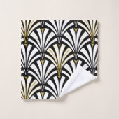 Motif de fan d'art déco, noir et blanc (Gant de toilette)