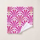 Motif de fan d'art déco, rose de fuchsia (Gant de toilette)