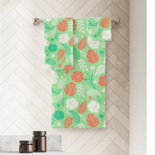 Motif de feuillage vert et orange