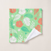 Motif de feuillage vert et orange (Gant de toilette)