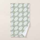 Motif de feuille âgée blanc sur vert (Serviette à main)