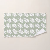 Motif de feuille âgée blanc sur vert (Serviette à main)