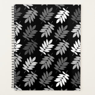 Motif de feuille aînée noir blanc gris