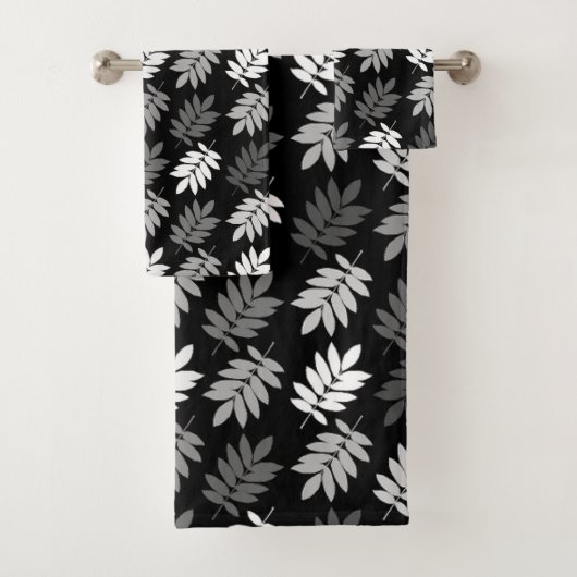 Motif de feuille aînée noir blanc gris (En situation)