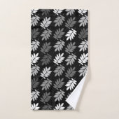 Motif de feuille aînée noir blanc gris (Serviette à main)