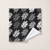 Motif de feuille aînée noir blanc gris (Gant de toilette)