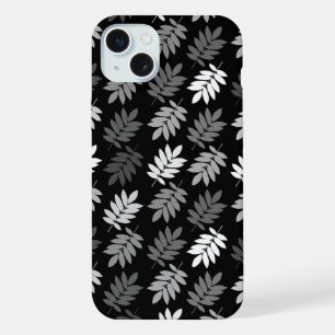 Motif de feuille aînée noir blanc gris