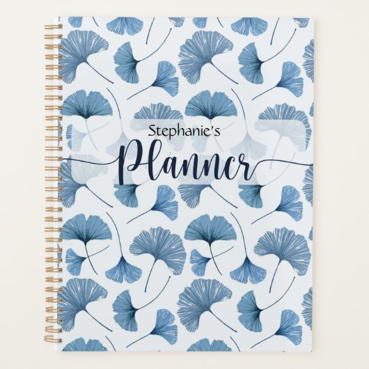 Motif de feuille de Gingko bleu et blanc (Devant)