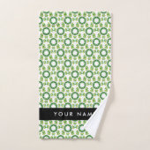 Motif de feuille, Feuilles vertes, Votre nom (Serviette à main)