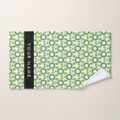 Motif de feuille, Feuilles vertes, Votre nom (Serviette à main)