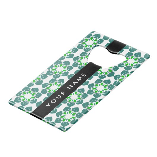 Motif de feuille, feuilles vertes, votre nom (Devant Angle)