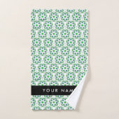 Motif de feuille, feuilles vertes, votre nom (Serviette à main)