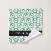 Motif de feuille, feuilles vertes, votre nom (Gant de toilette)