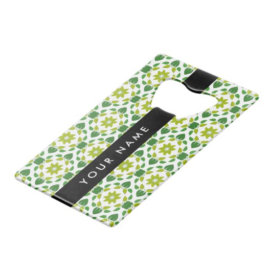 Motif de feuille, feuilles vertes, Votre Nom (Devant Angle)