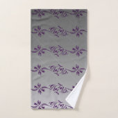 Motif de feuille florale rayé gris-gris (Serviette à main)