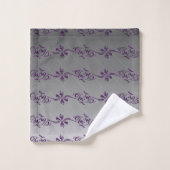 Motif de feuille florale rayé gris-gris (Gant de toilette)