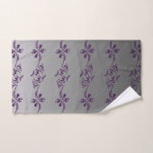 Motif de feuille florale rayé gris-gris (Serviette à main)