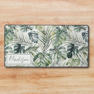 Motif de feuilles de forêt tropicale verte aquarel