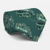 Motif de feuilles de jungle tropicale, cravate ver (Roulé)