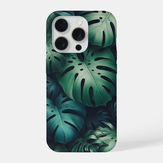 Motif de feuilles de Monstera Émeraude Tropical -  (Verso)