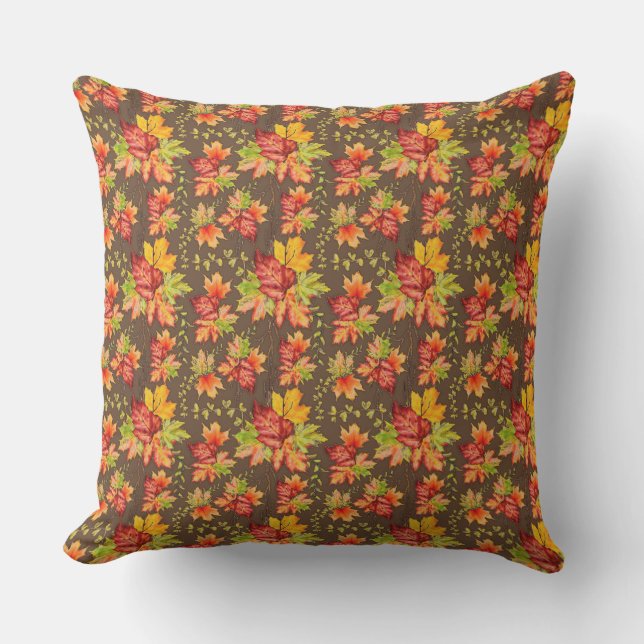 Motif de feuilles d'érable d'automne coussin extér (Recto)