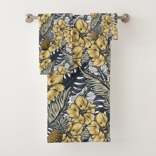 Motif de feuilles et de fleurs tropicales (En situation)