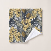 Motif de feuilles et de fleurs tropicales (Gant de toilette)