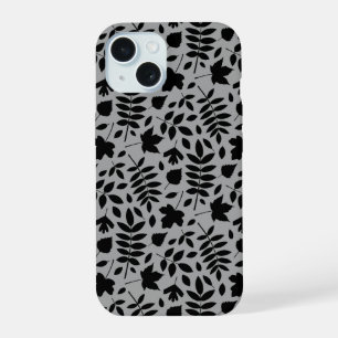 Motif de feuilles mortes noir sur gris