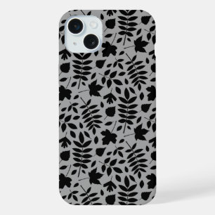 Motif de feuilles mortes noir sur gris