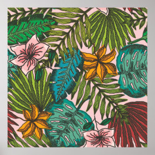 Motif de feuilles tropicales - Décoration florale 