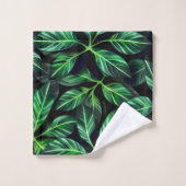 Motif de feuilles vertes fraîches (Gant de toilette)