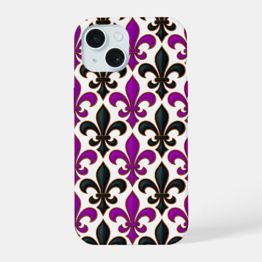 Motif de fleur de lis baroque noir violet (Verso)