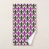 Motif de fleur de lis baroque noir violet  (Serviette à main)