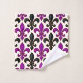 Motif de fleur de lis baroque noir violet  (Gant de toilette)