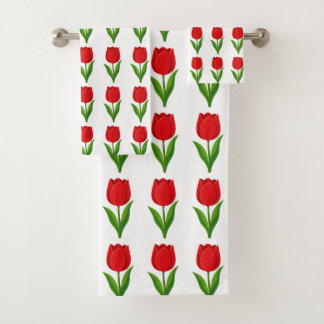 Motif de fleur de tulipe rouge moderne sur fond bl